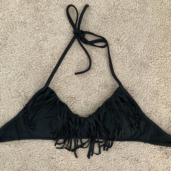 Victoria’s Secret black fringe bikini top size XS - Picture 1 of 3